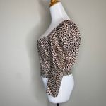 ZARA Cheetah Leopard Print Cropped Puff Sleeve Blouse Sz Medium Photo 2