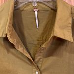 Free People  Cotton Poplin Button Front Mini Shirt Dress in Chartreuse Size Small Photo 7