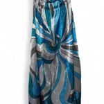 Ashley Stewart  blue and white halter dress with silver chain detail Photo 2