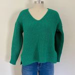 525 America Bright Green Vneck Sweater Photo 0