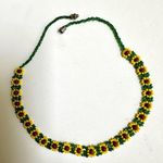 Yellow flower beaded choker necklace Photo 3