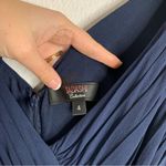 Tadashi Shoji Tadashi Navy Blue Silk Beaded V-Neck Formal Mini Dress Size 4 Photo 3