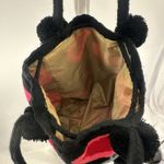 Black Wayuu Colombia Mochila Fuzzy Floral Bucket Bag Pom Poms (b38) Photo 2