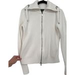 Ralph Lauren Lauren  Women's White Ribbed Full Zip Cowl Neck Sweater Size Large Photo 5