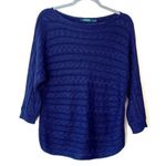 Lauren Ralph Lauren Airy Cable Knit Sweater M Navy Spring Summer Nautical Medium Blue Photo 1