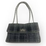 Artisan: new Alma Tonutti ✽ Tweed Turnlock Hardware Flap Bag ✽ Silver Chain ✽ Black Photo 1