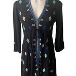 Free People  Star Gazer Embroidered Tunic Dress in Black Combo, Sz S Photo 3