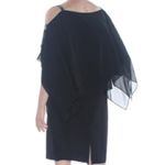 Slny  Women's Cocktail Dress Size 4 Black Chiffon Mother Of Bride Wedding Party Photo 6