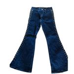 Mudd NEW YO VTG Y2K 90's Lace Up Flare Dark Denim Jeans Boho Pants Size 7 Photo 2