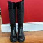 Tory Burch  Black Two Tone Mixed Media Leather Riding Boots Equestrian size 5.5 M Photo 1