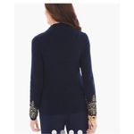 Chico's Chico’s Demitria Cardigan Navy Gold Beaded Embroidered Zip Jacket Sz 1 Photo 3
