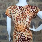 New V Cristina Dress Woman's Size Medium Leopard Print Faux Wrap Animal Print Brown Photo 7