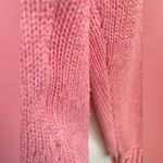 Lands' End VTG  100% Cotton Knit Chunky Boxy Button Cardigan Bubble Gum Pink Photo 2