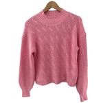 J.Crew  Cotton Blend Cable Knit Mock Neck Sweater Bright Peppermint Size Small Photo 2