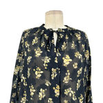 Vince Dandelion Poet Blouse Gathered Floral-Print Silk-Crepon Black Size Small Photo 3