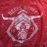 Billabong Cropped Sweatshirt Crew Neck Distressed Red Rebel Gypsy Size S Photo 2