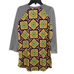 LuLaRoe  Women’s Medium Henley Randy Gray Green Flowers 3/4 Sleeve Top Pullover Photo 4