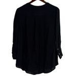 J.Crew Keyhole Puff Long Sleeve Drapey Crepe Blouse Button Closure L Black #4128 Photo 4