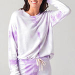 Sundry  Women's Purple Tie-Dye Terry Oversize Sweatshirt Sweater - Size - 3 Photo 0