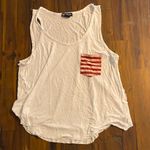 Soprano Miss Chievous White Tank Top with Red Striped Pocket Photo 0