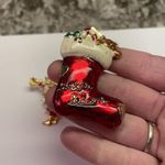 Lot Of 2 Red / Gold Tone Costume Brooch Pins Christmas Holiday 1 Aai / 1 Ballot Photo 3