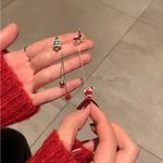 Santa Claus Threader Earrings Cute Retro‎ Asymmetrical Climbing Santa Claus Gold Photo 4