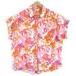 Terra & Sky ‎ Button Linen Blend Short Sleeve Shirt Womens 2X (20W-22W) Tropical Photo 2