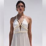 Cult Gaia silk off white halter open back backless Maxi Dress NEW Photo 7