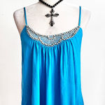 Candie's Vintage Y2K Beaded Tank Top 2000s Fairycore Indie Sleaze 90s Retro Blue Small Photo 0