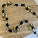 Silver Chain Link Chunky Embellished Black, Yellow Stone Wrap Belt Size Large Black Photo 1