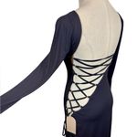 Meshki NEW NWT Kathryn Long Sleeve Lace Up Open Back Side Slit Maxi Dress Photo 11