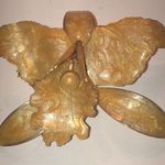 Vintage Gold Tone 3D Shimmer Enamel Orchid Retro Flower Brooch Shoulder Pin Photo 6