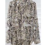 Anthropologie by Pilcro Snake Print Button Up Shirt Blouse Size Small Brown Photo 0