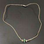 Vintage Unsigned Southwestern Silver & Turquoise Tube Beads 15” Necklace 4g Photo 2