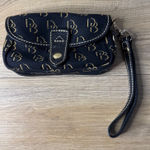 Dooney & Bourke Dooney Bourke Signature DB Logo Wristlet Clutch Black Beige Canvas Leather Y2K Photo 0
