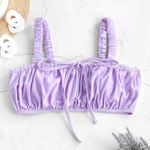 Zaful Lavender Elastic Strap Drawstring Ruched Swim Top Size M NWT Photo 0