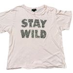 Wildfox Pink Leopard Print Stay Wild Short Sleeve T-Shirt Size Large Photo 0