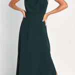 Lulus LULU’S Classic Elegance Emerald Chiffon Sleeveless Mock Neck Maxi Dress Photo 0