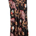 JJ's House Black Floral silk A-Line midi Skirt size 12 Photo 0