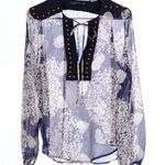 ZARA  Woman Sheer Navy Top Gold Studs Small Photo 0