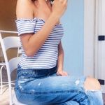 Brandy Melville Jessie Stripe Off Shoulder Crop Top Photo 2