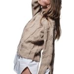 ZARA  Taupe Cable Knit Large Sweater Chunky Knit Wool Blend Minimalist Neutral Photo 0