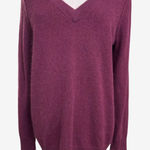 AQUA  Cashmere 100 Percent Cashmere V Neck Sweater Purple Berry Women’s Size L Photo 0