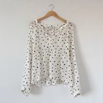 Loft Ann Taylor Flocked Cutaway White and Black Floral Blouse Size XXL Photo 2