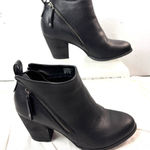 Torrid  11 Wide Double Zip Leather Moto Booties Black Heeled Boots Photo 0