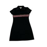 EXPRESS  Black Dress Rainbow Striped Short Sleeve Polo Style Size Medium VINTAGE Photo 2