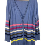 Talbots Girlfriend Cardigan Colorful Stripe Women's 2X Periwinkle Blue/Rainbow Photo 0