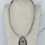 Chico's Rhinestone Teardrop Pendant with Metallic Silver Cord Necklace β¨ Photo 0