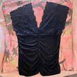 Charlotte Russe y2k vintage black lace ruched v neck blouse Photo 0