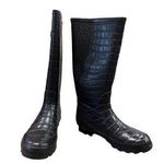 Khombu Womens Black Crocodile-Embossed Rain & Snow Boots Size 10 Photo 0